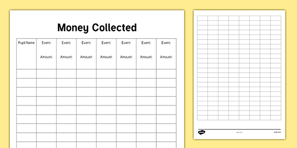 ROI Teacher Money Collected Checklist Irish