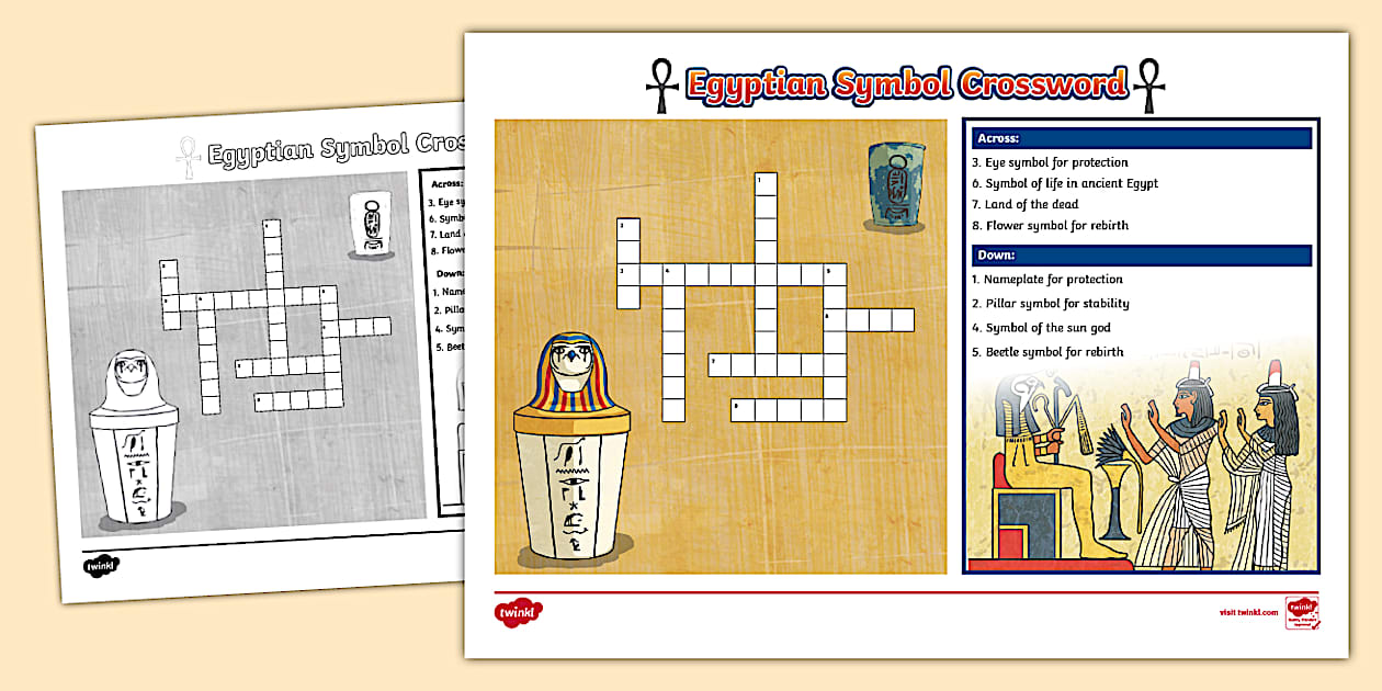 Egyptian Symbol Crossword (teacher made) Twinkl