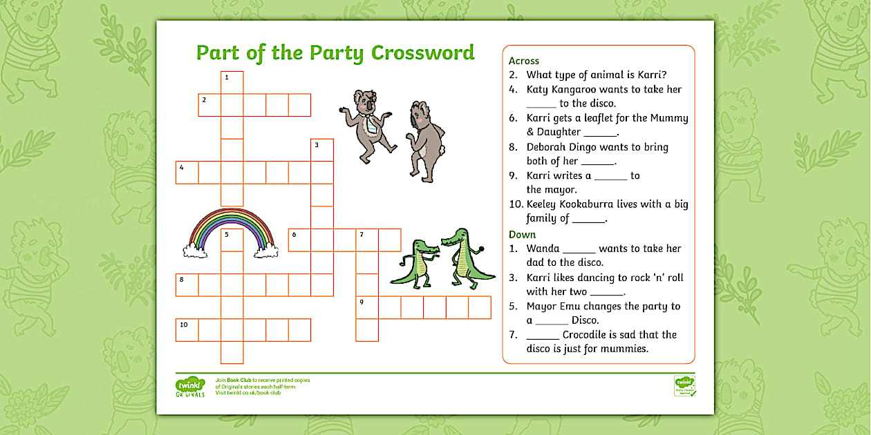 Part of the Party Crossword (Hecho por educadores) Twinkl
