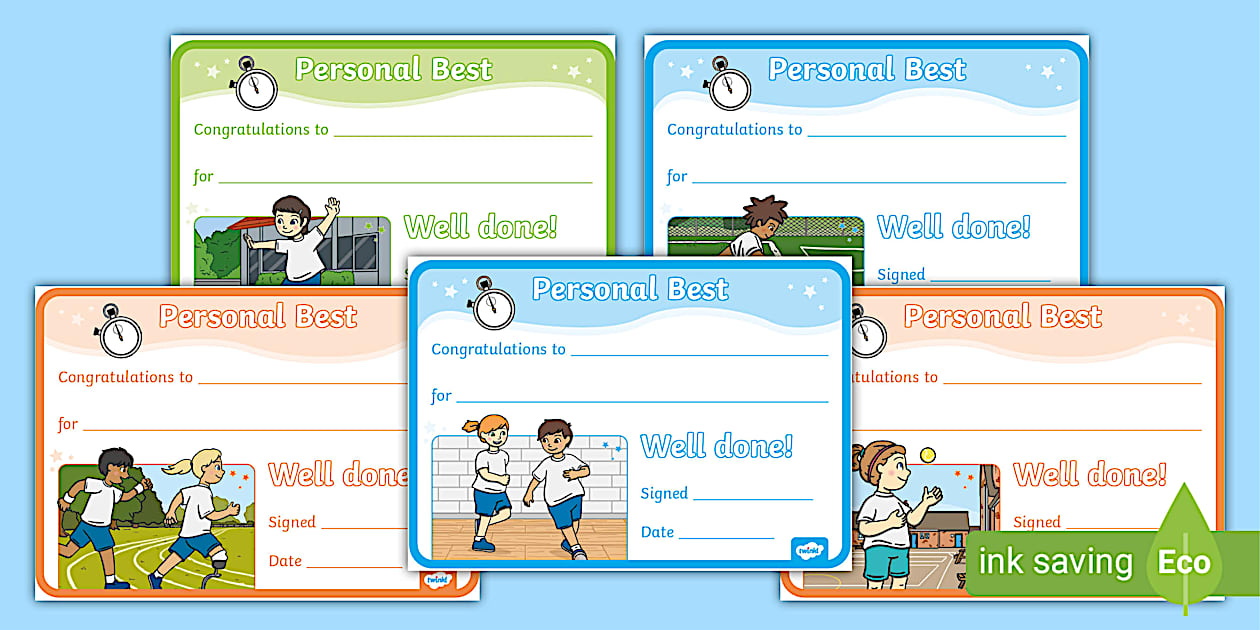 Personal Best PE Certificate (teacher made) Twinkl