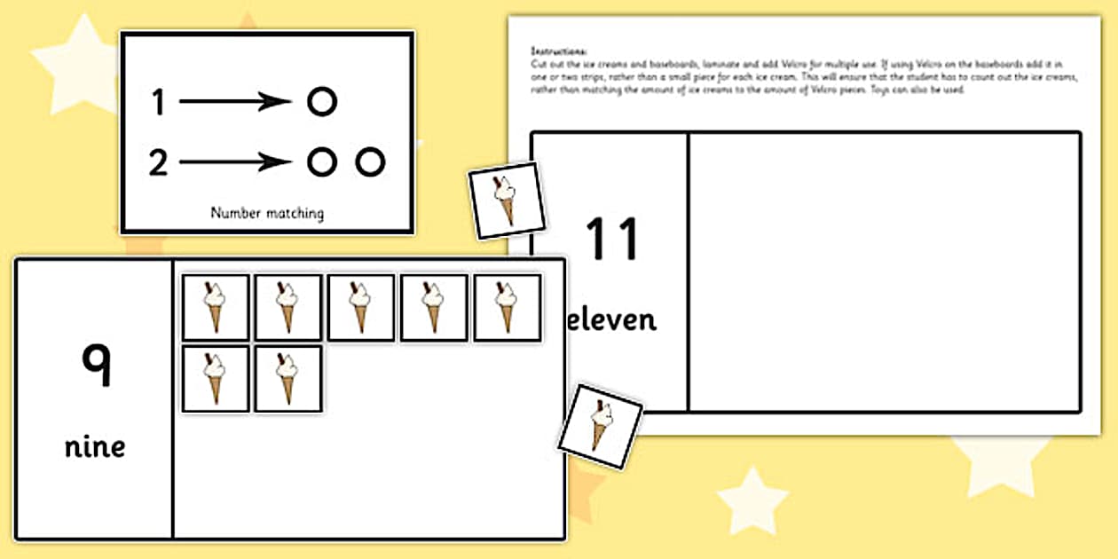 Workstation Pack 1-20 Ice Cream Counting Activity - teacch