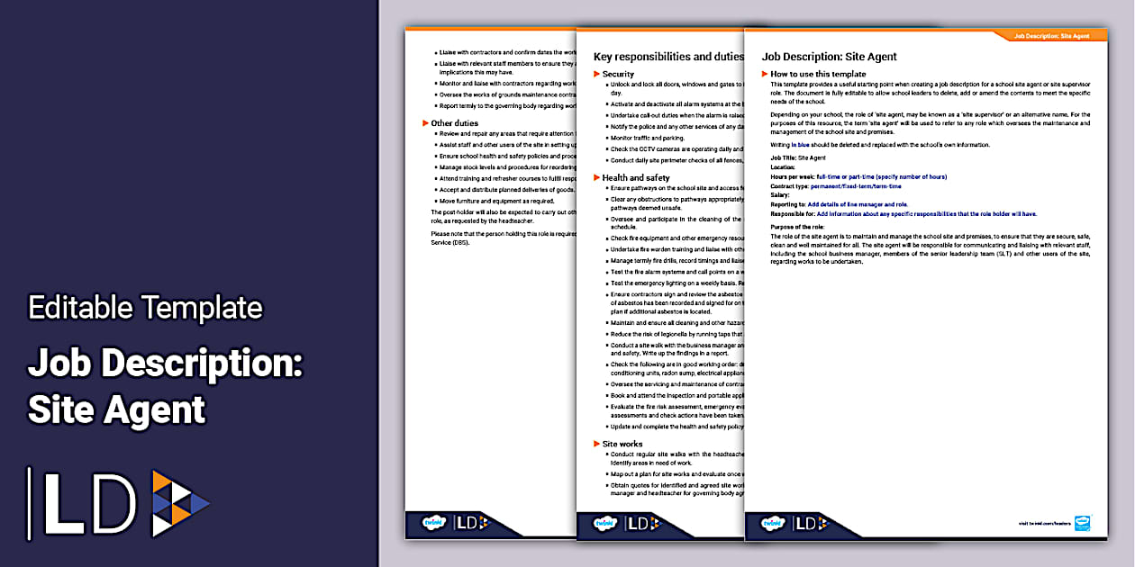 Site Agent Job Description Template - SLT (teacher made)