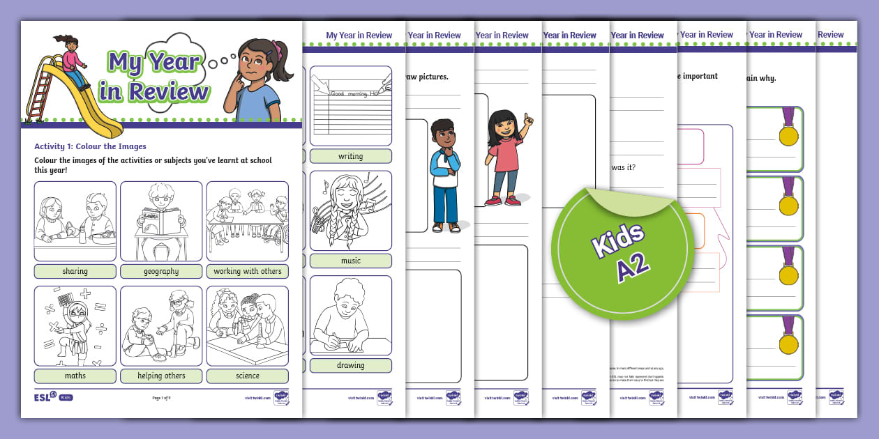 ESL My Year in Review Activity Sheet [Kids, A2] Twinkl