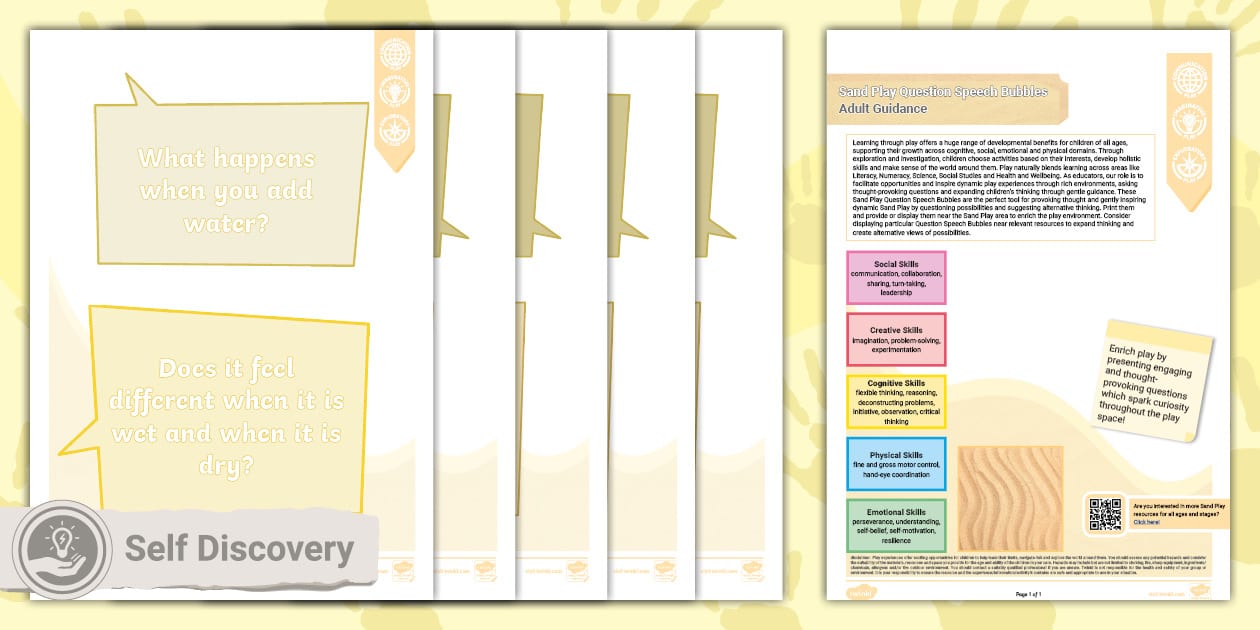 Sand Play Question Speech Bubbles (teacher made) - Twinkl