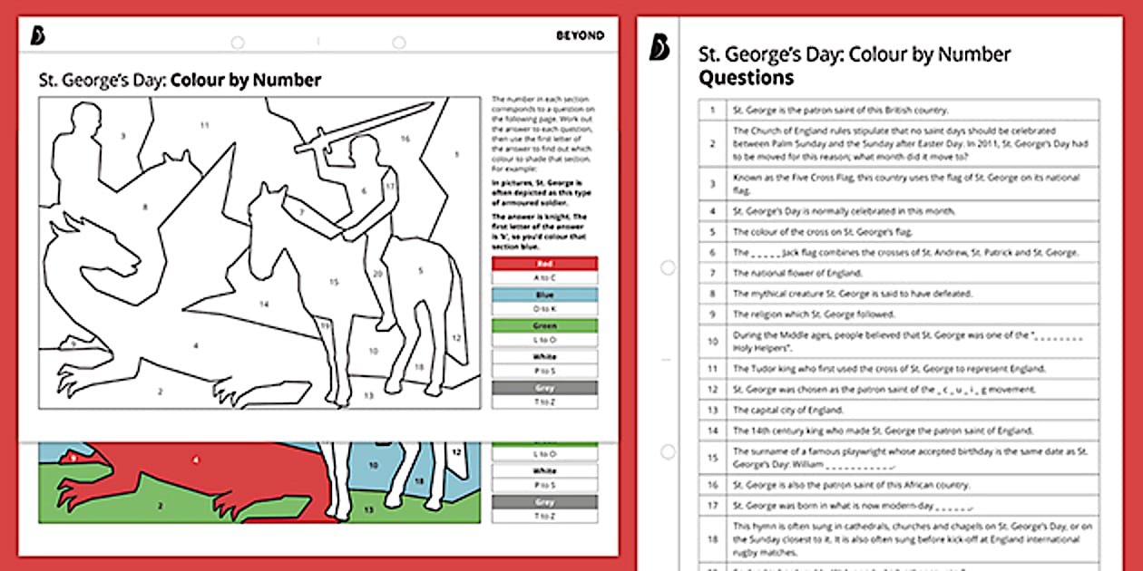 St. George's Day: Colour by Number | Festivals and Events