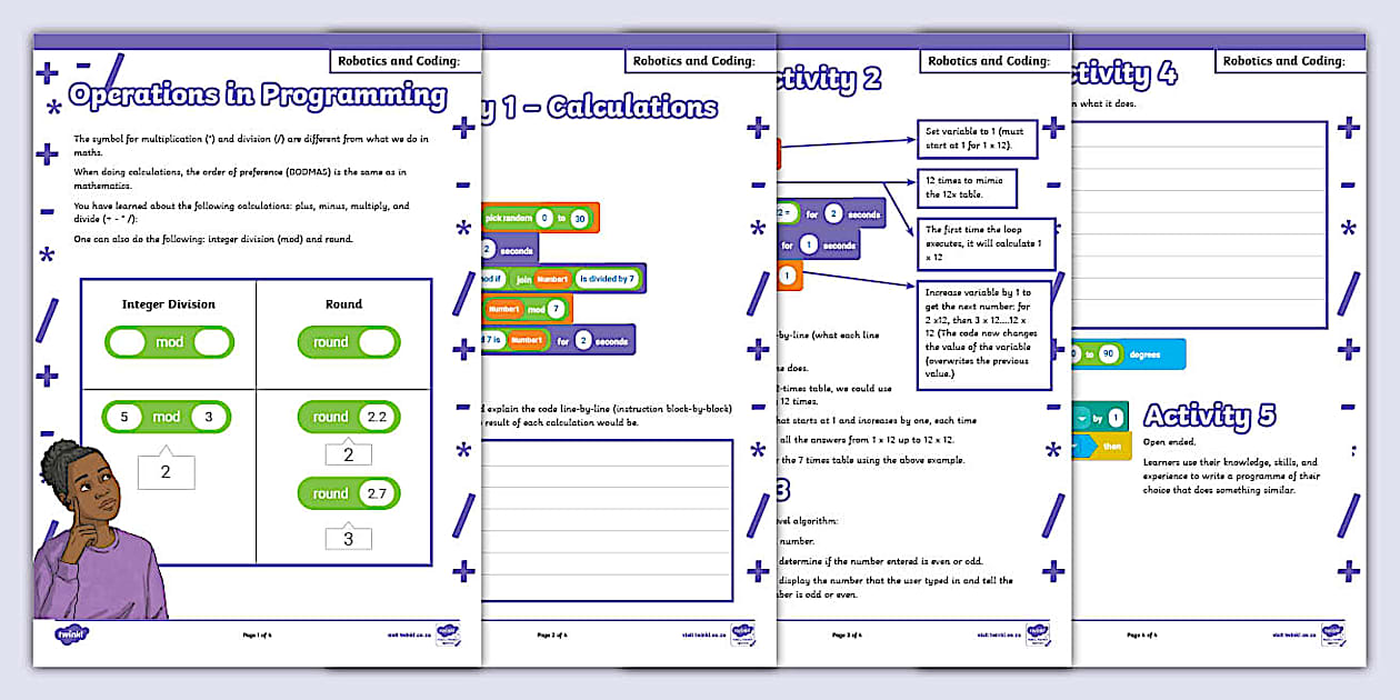 Robotics and Coding - Operations in Programming - Twinkl
