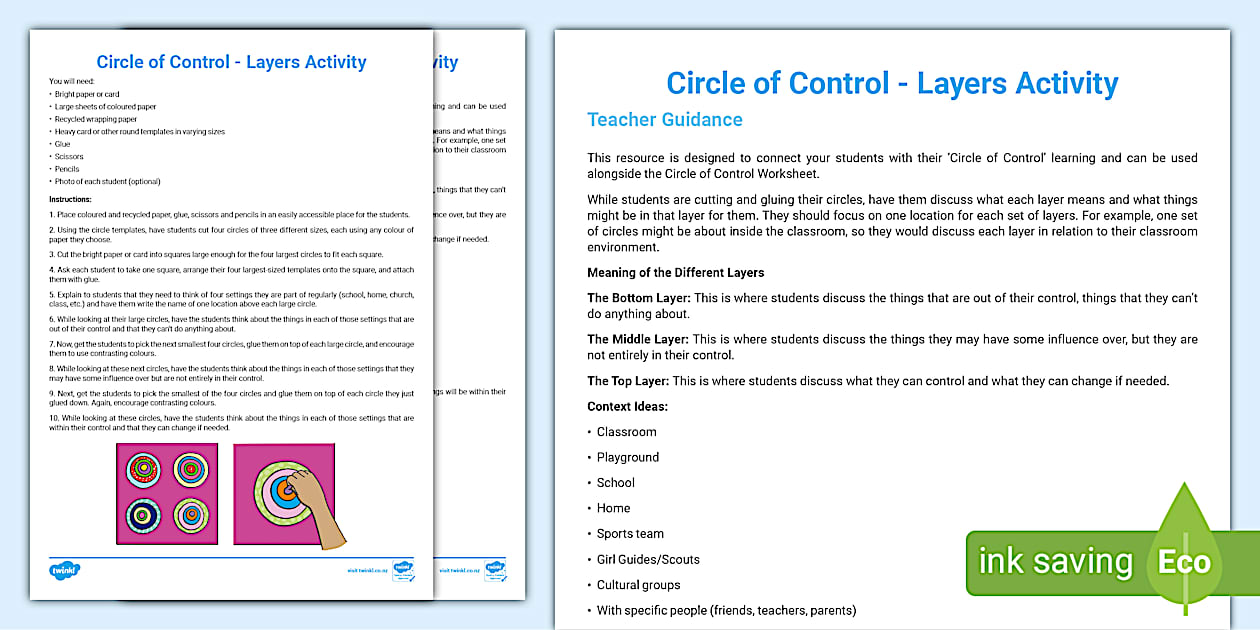 Circle of Control - Layers Activity (teacher made) - Twinkl