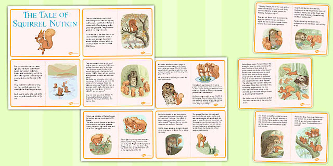 Black and White The Tale of Squirrel Nutkin Story Cards (Beatrix Potter)