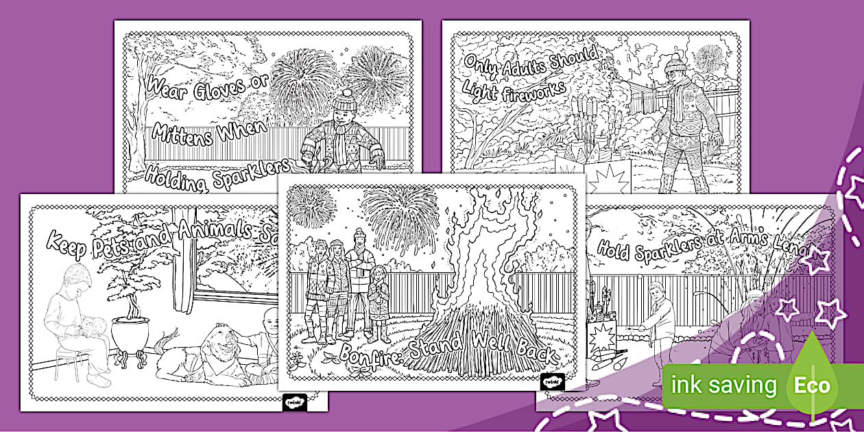 Bonfire Night Safety Colouring Pages (Ages 7 - 11) - Twinkl