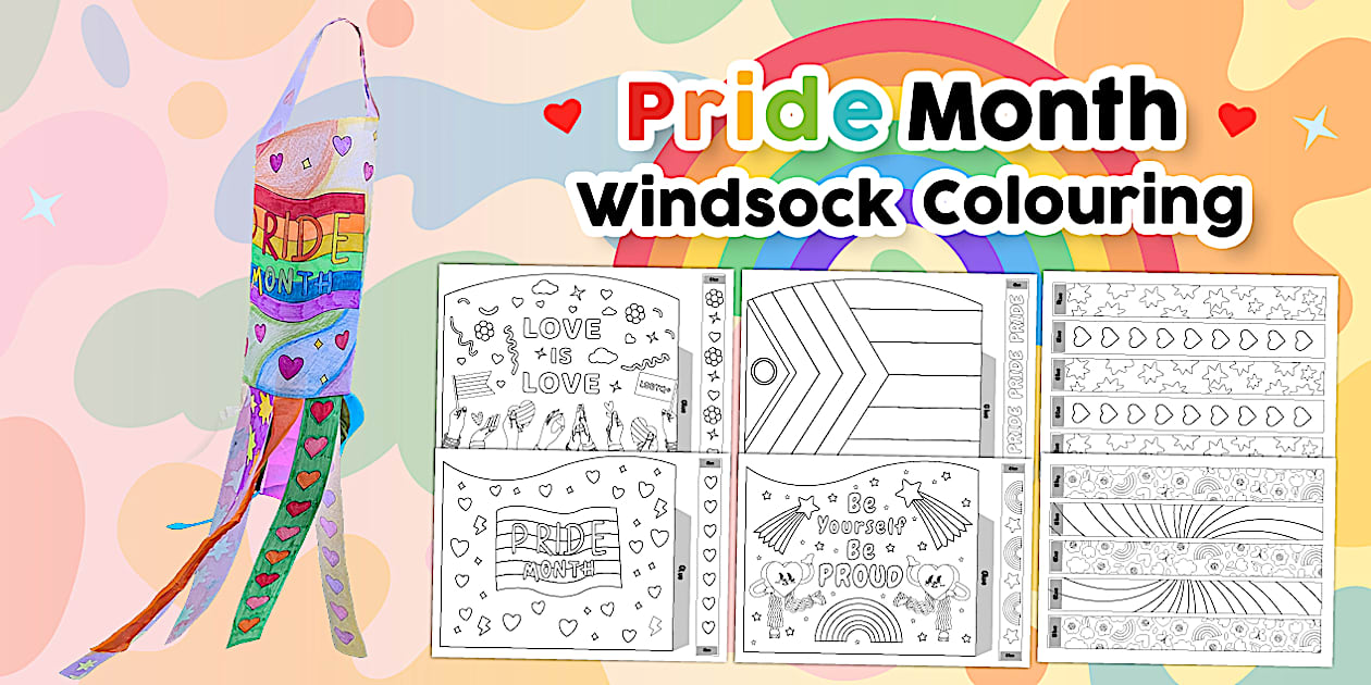 Pride Month Colouring Windsock