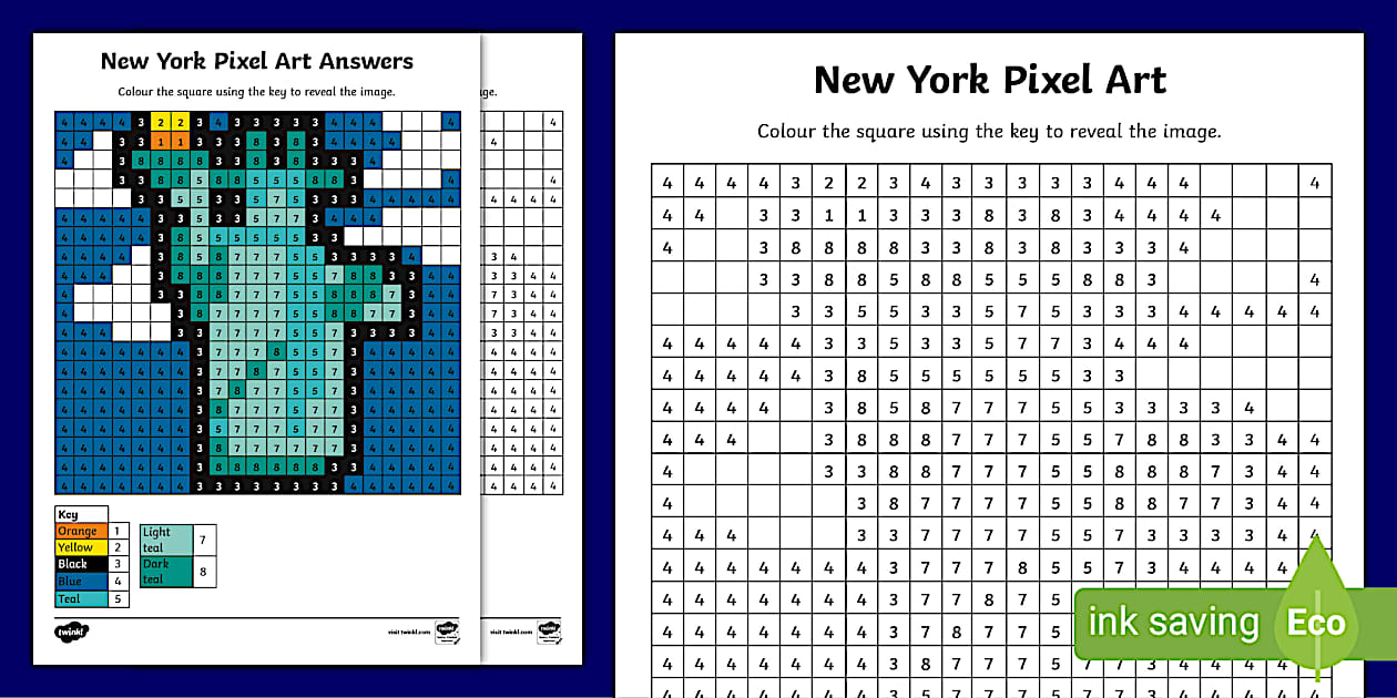 New York Pixel Art Template (teacher made) - Twinkl