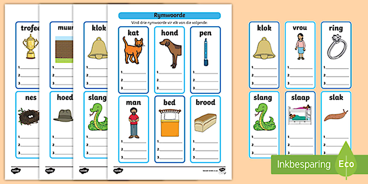 Grade 3 Afrikaans Rhyming Words Activity (TeacherMade)