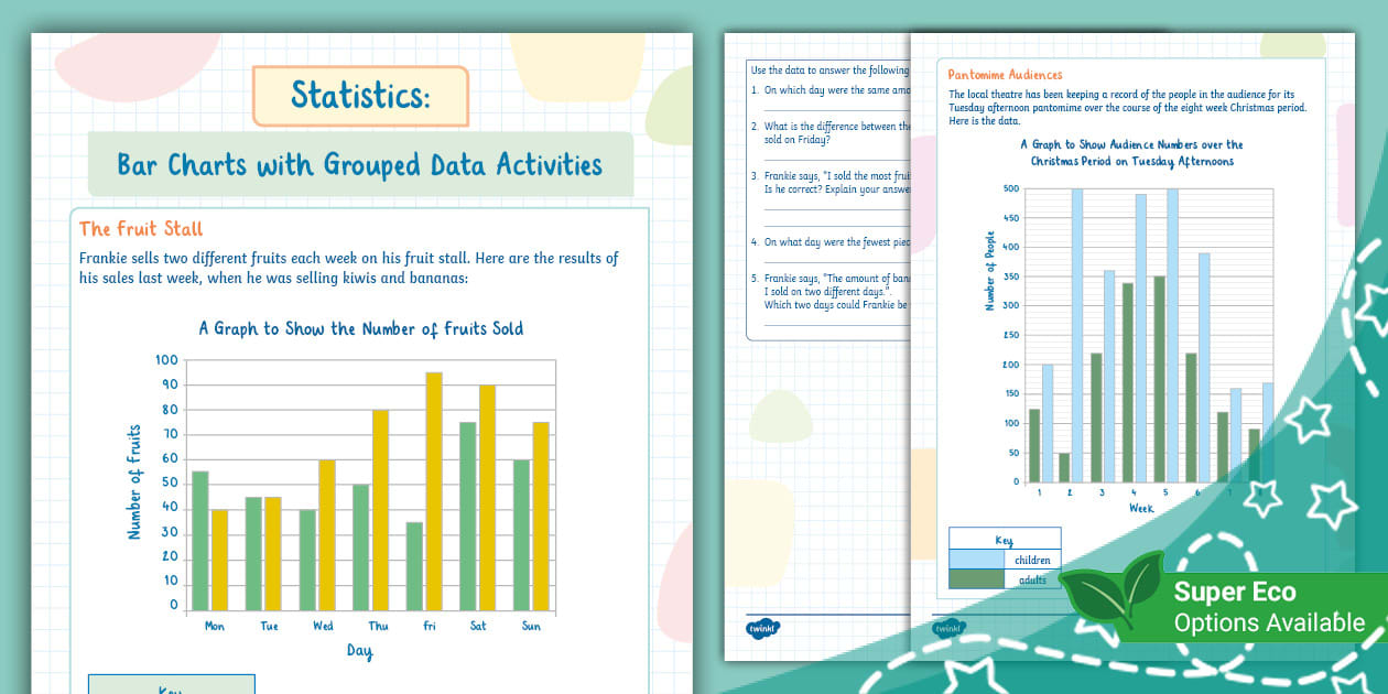 Statistics: Bar Charts with Grouped Data Activities - Twinkl
