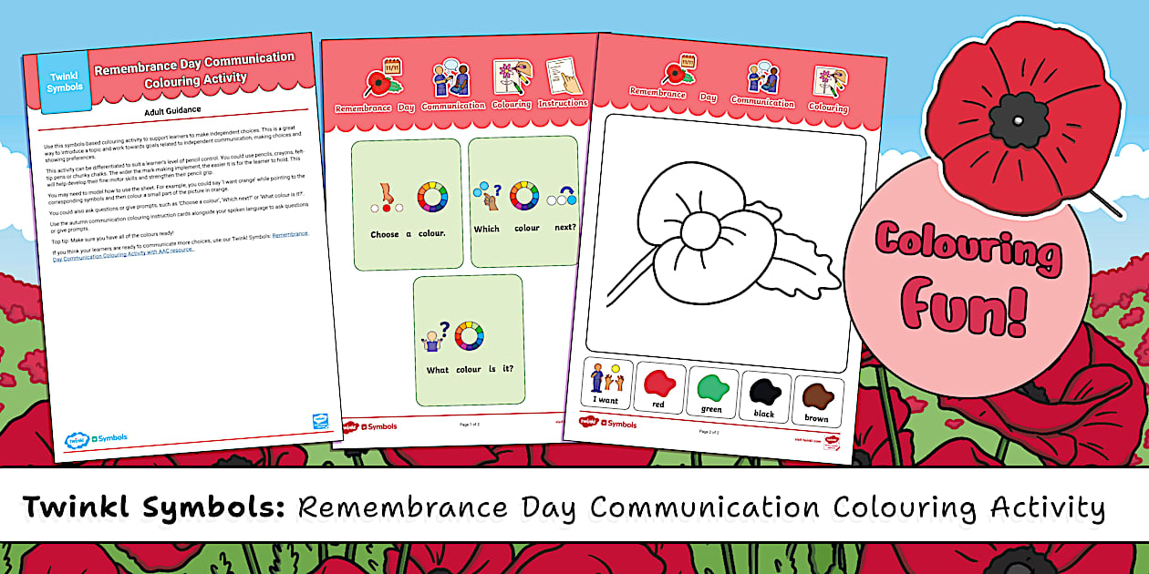 Twinkl Symbols: Remembrance Day Communication Colouring