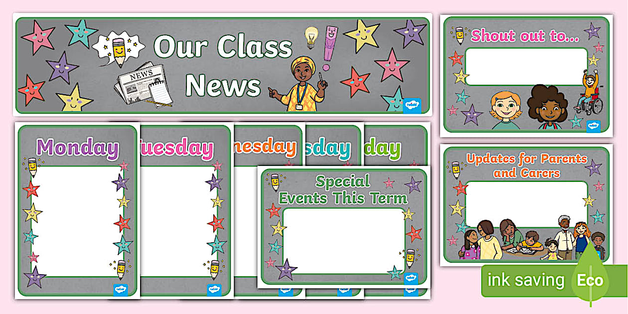 Class News Classroom Notice Board Display Pack - Twinkl