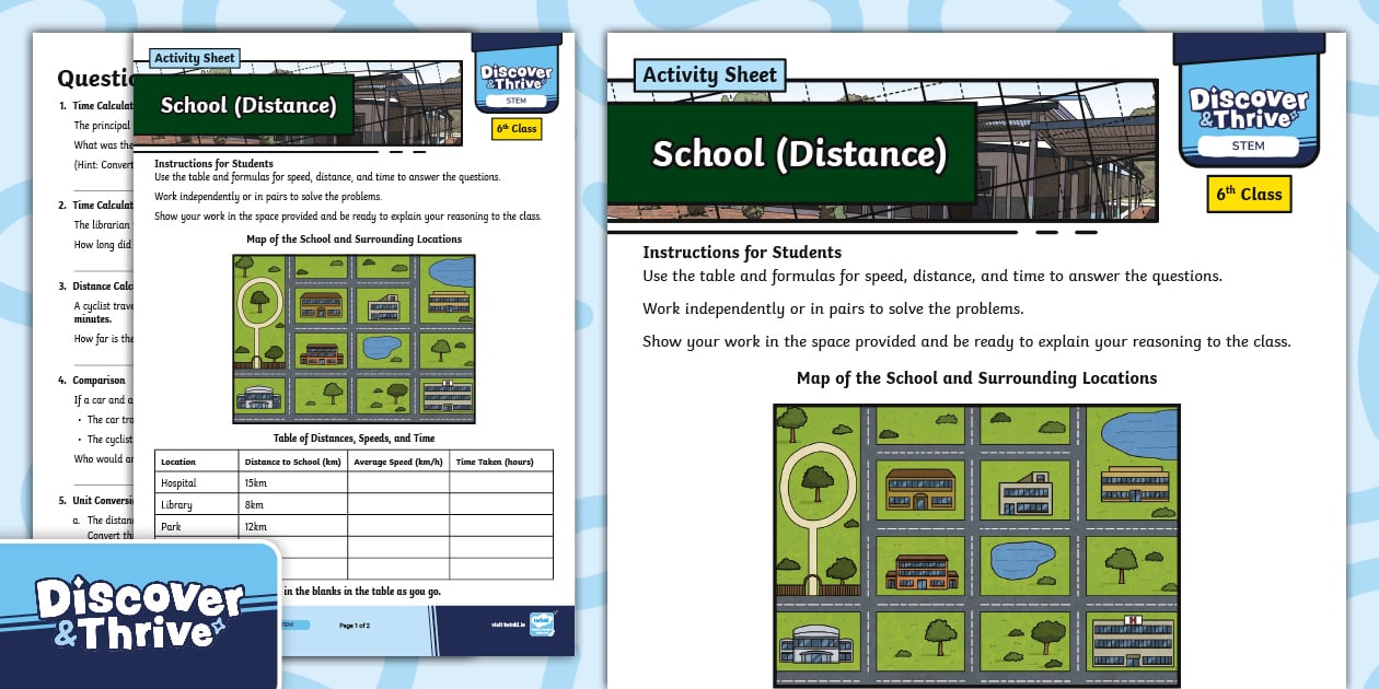 School (Distance) Activity Sheet 6th Class (teacher made)