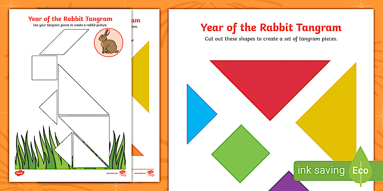 Year of the Rabbit Tangram Activity (teacher made) - Twinkl