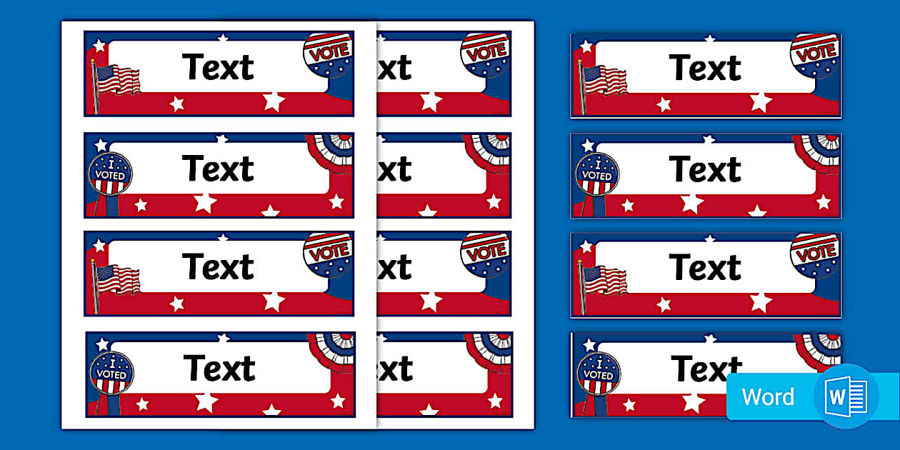 Civics Label Editable Editable Election Labels | Election Day | Twinkl USA