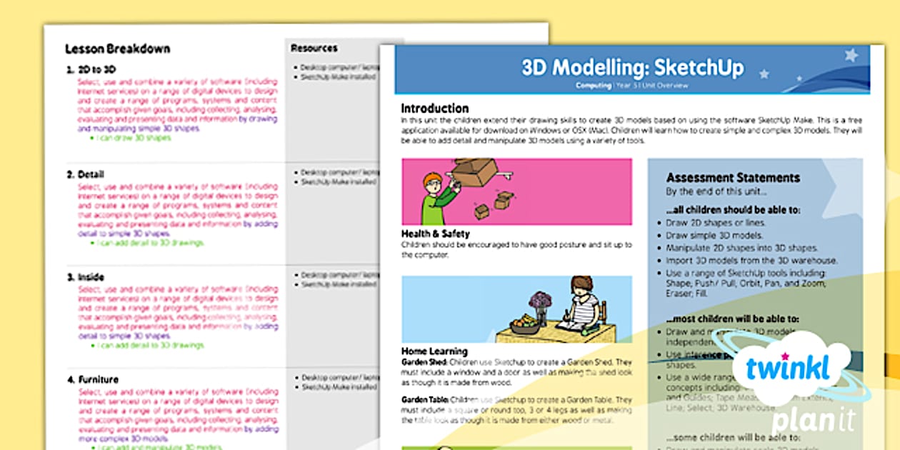 Computing: 3D Modelling SketchUp Year 5 Planning Overview