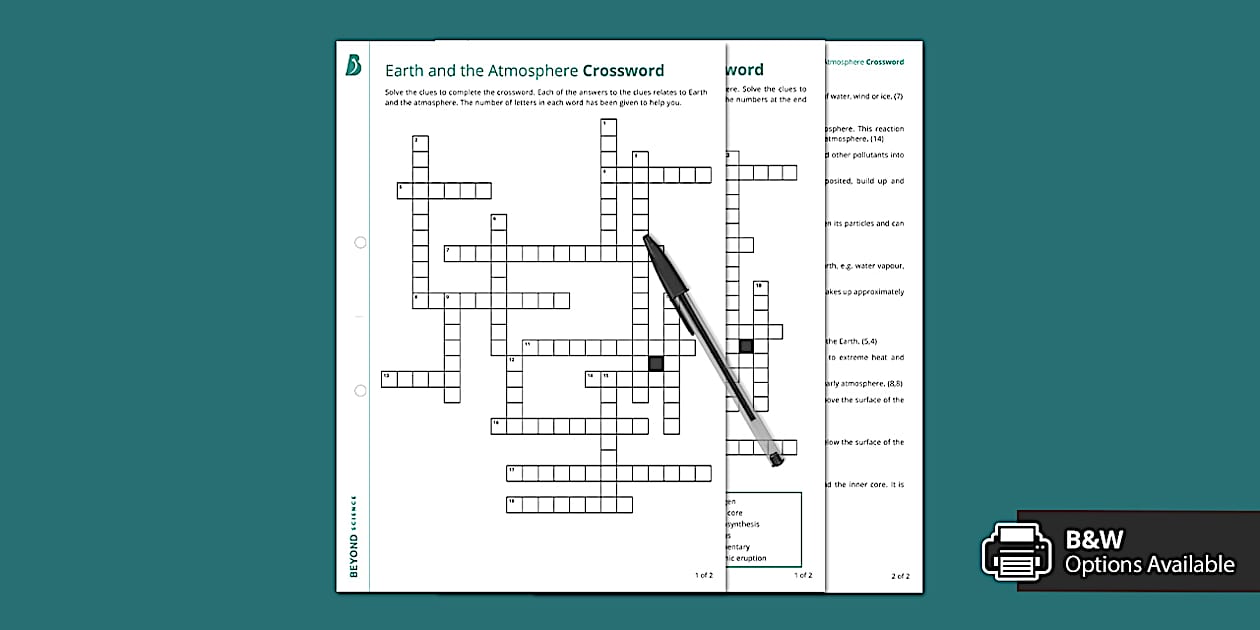 Earth and Atmosphere Crossword KS3 Chemistry Beyond