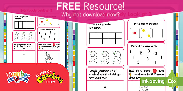 FREE! - Numberblocks: Number Three Activity | Math & Counting