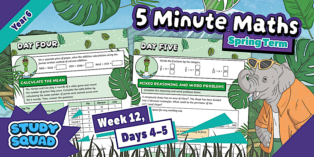 ๐ * NEW * Study Squad 5 Minute Maths Year 6 Spring - Week 12 Days 4-5
