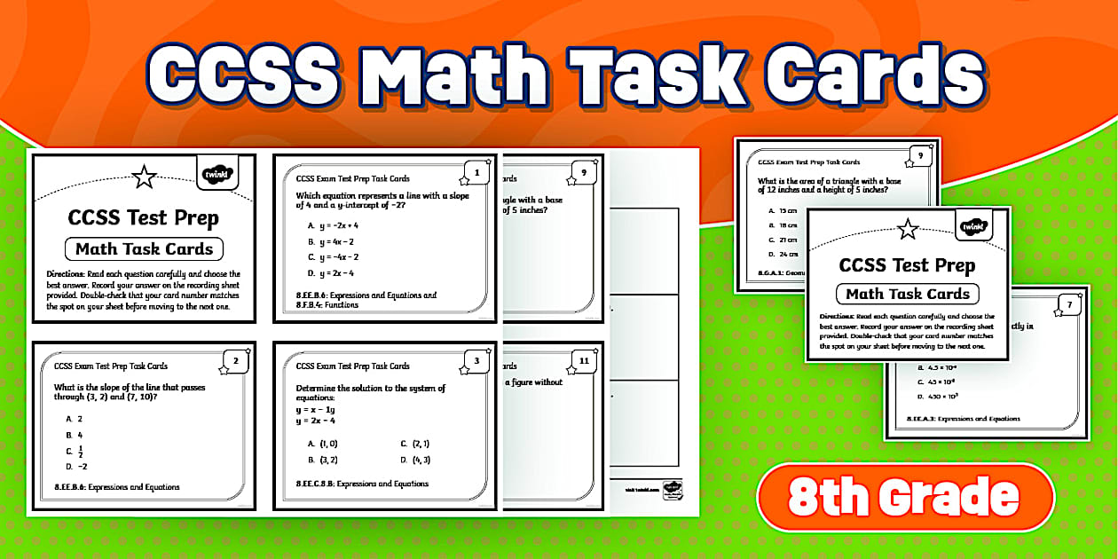 Eighth Grade Math Task Cards | CCSS Test Prep
