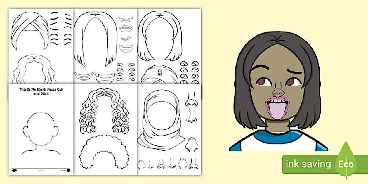 This Is Me Blank Faces Cut and Stick Activity - Twinkl