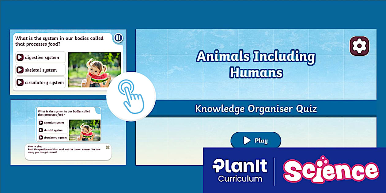 Animals Including Humans Interactive Knowledge Organiser Quiz