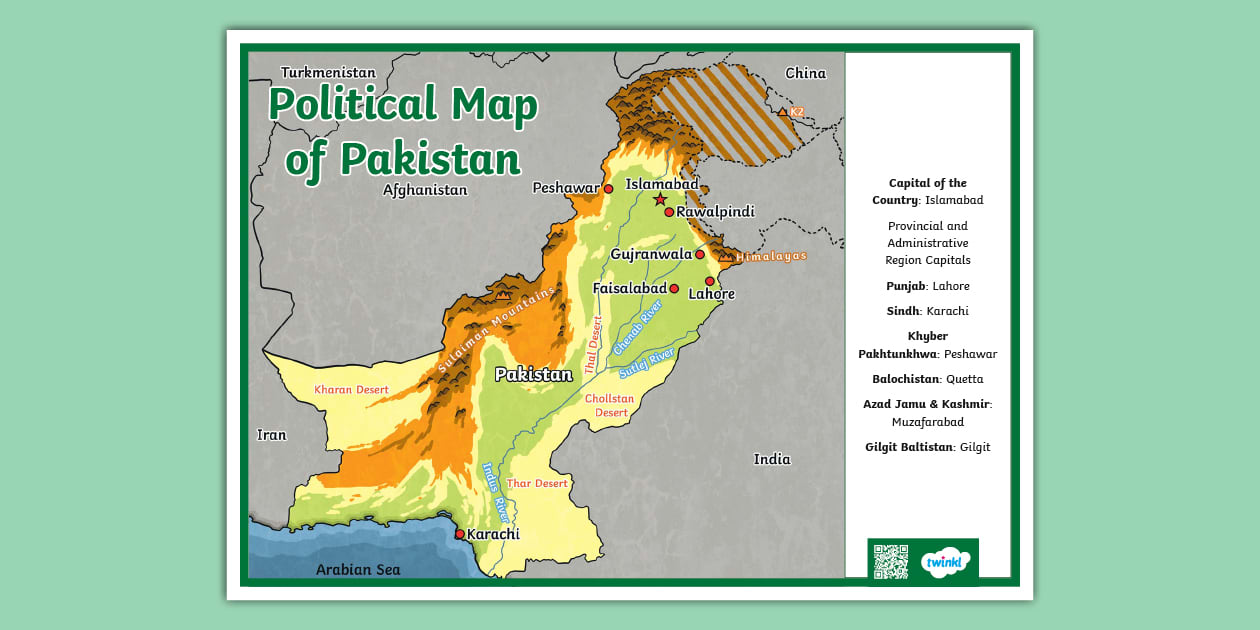 Map of Pakistan (teacher made) - Twinkl