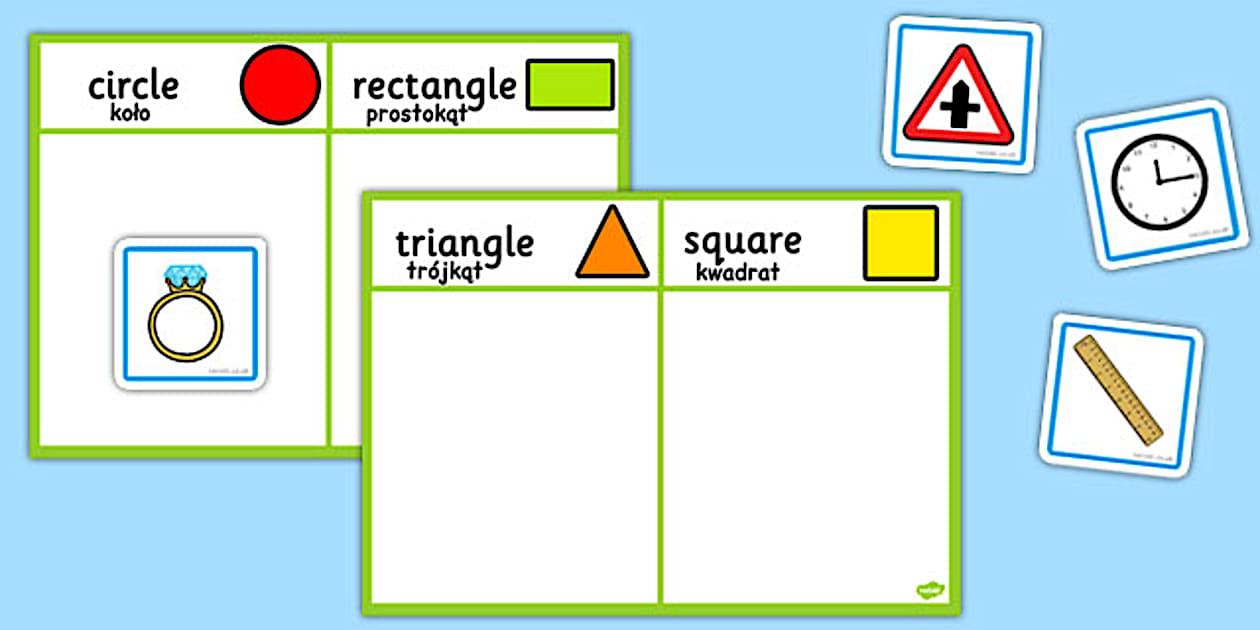 Black and White 2D Shape Sorting Activity Polish Translation