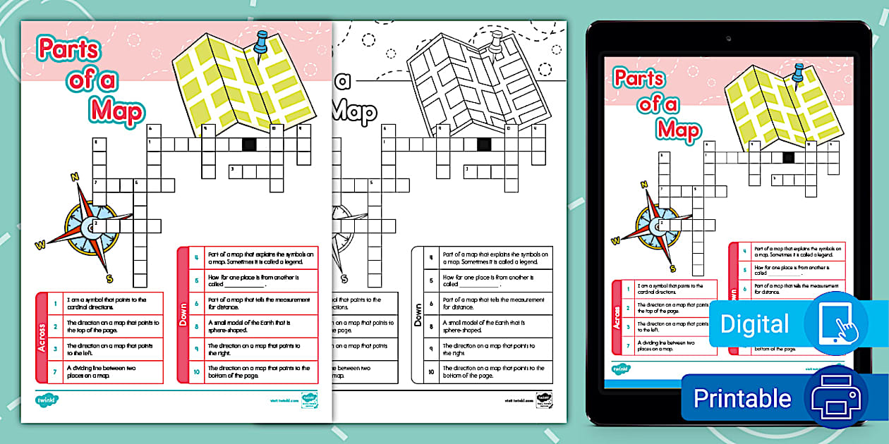 Second Grade Parts of a Map Crossword (Teacher Made)