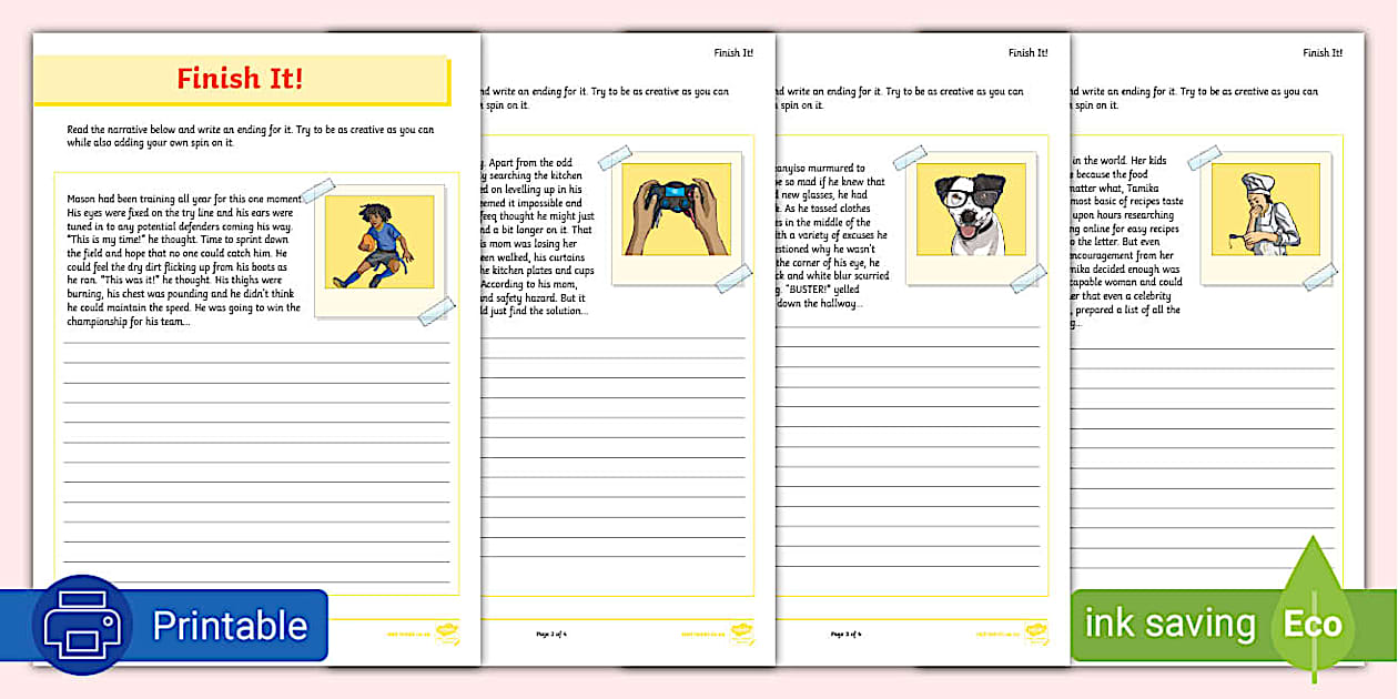 Finish It! English Writing Activity Sheets