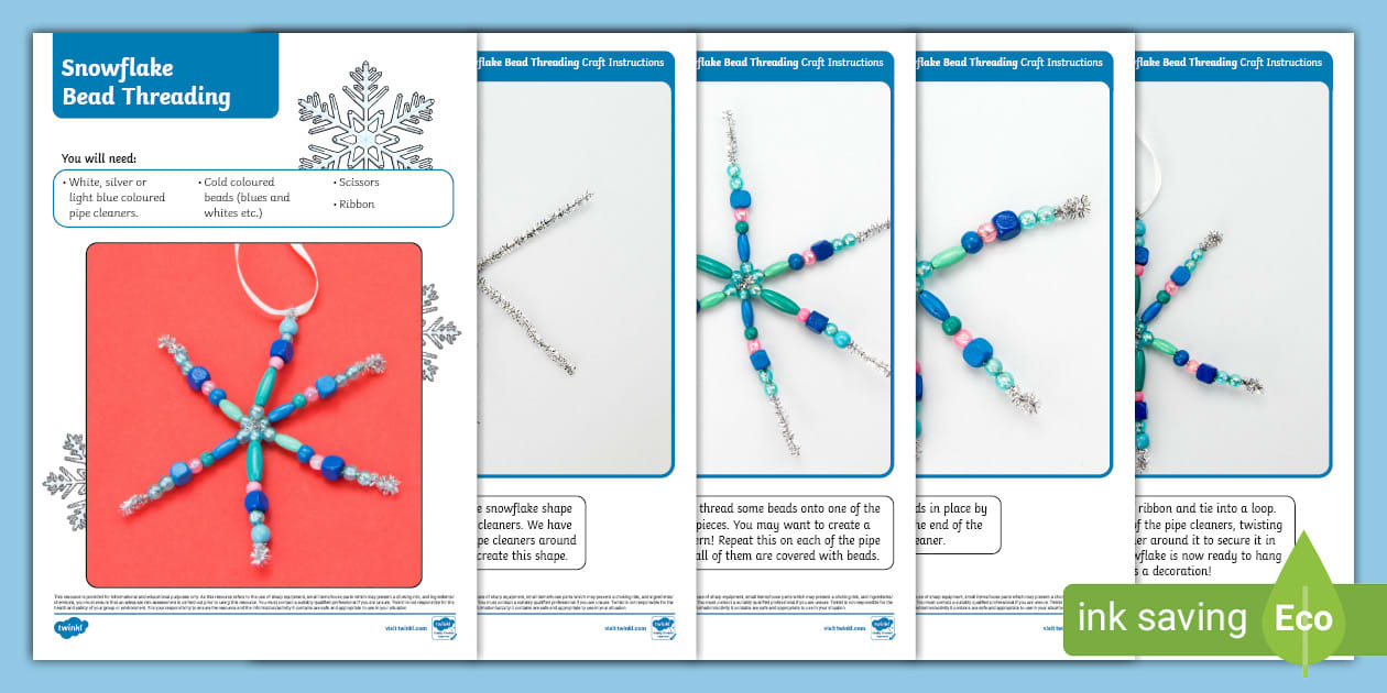 Simple Snowflake Craft Instructions (teacher made) - Twinkl