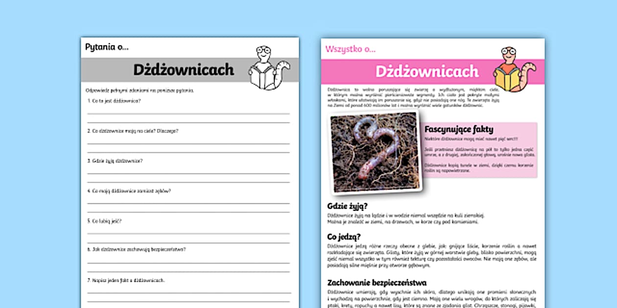 Czytanie ze zrozumieniem | Dżdżownice - Twinkl