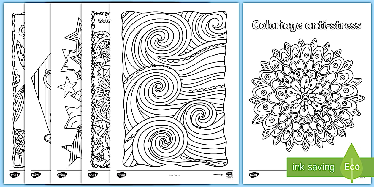 Feuilles de coloriage anti-stress (teacher made) - Twinkl