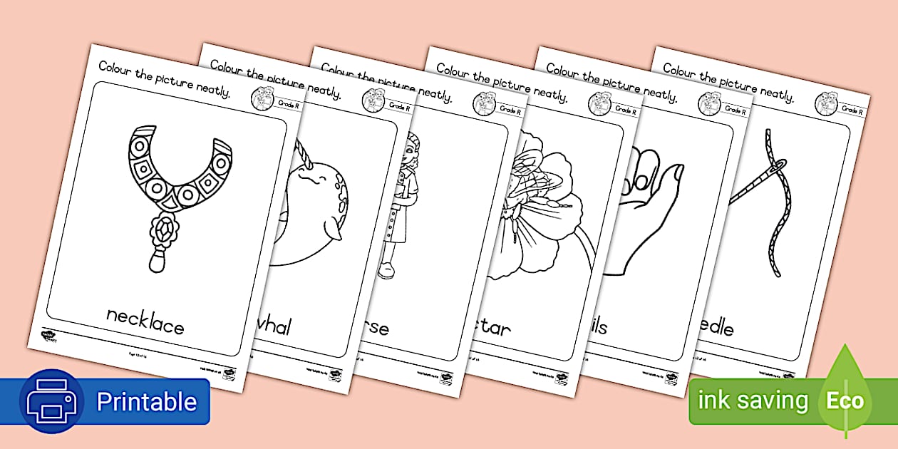 Grade R Phonics - Colouring Sheet - Letter n (CAPS Aligned)