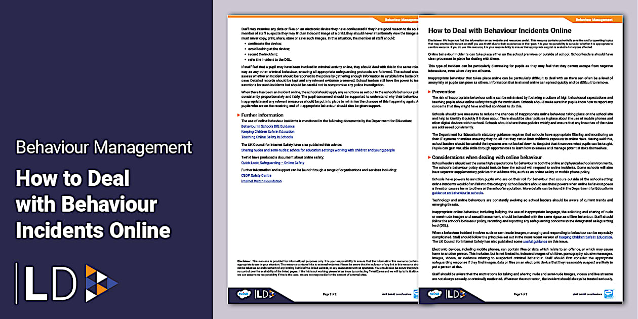 How to Deal with Behaviour Incidents Online - Leaders