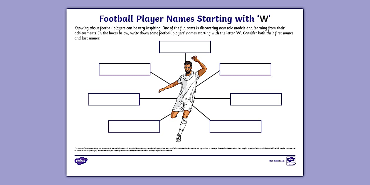 Football Player Names Starting with 'W' Activity