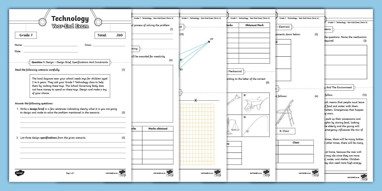 Grade 7 Technology Year End Exam (Term 4) Twinkl