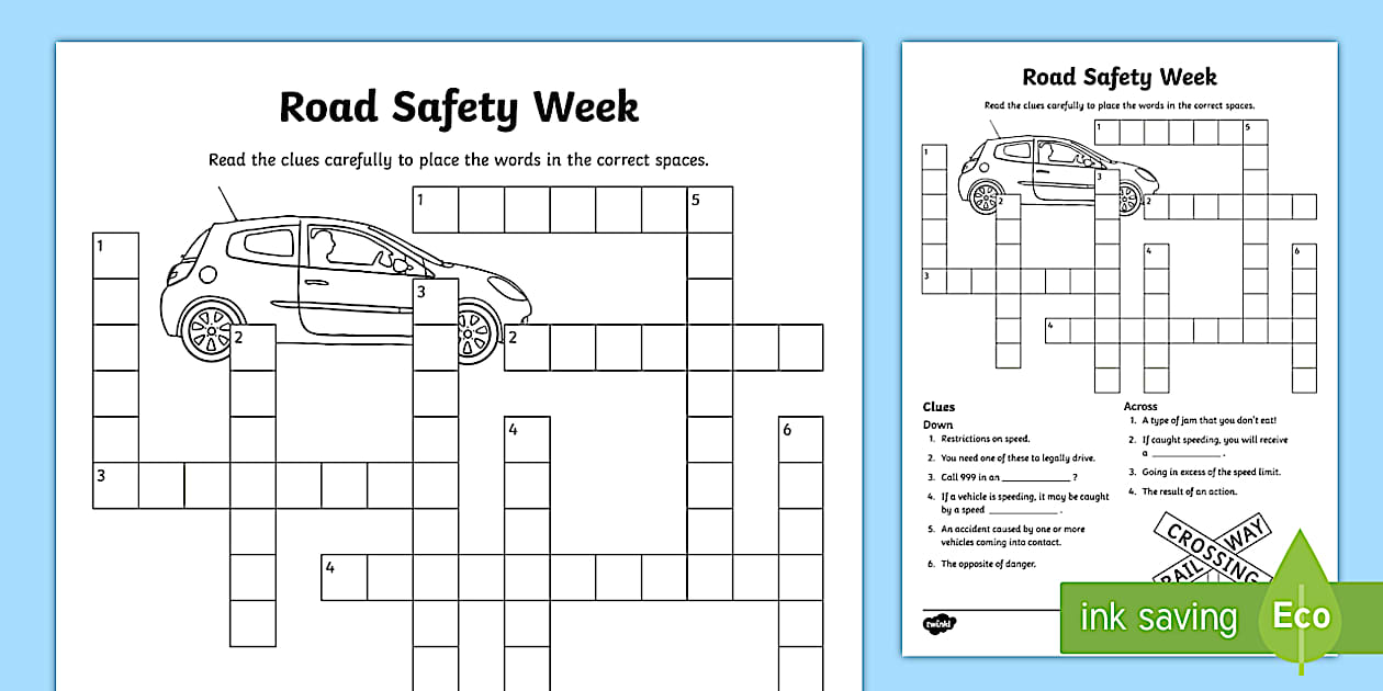 CfE (Second) Road Safety Week Differentiated Crossword
