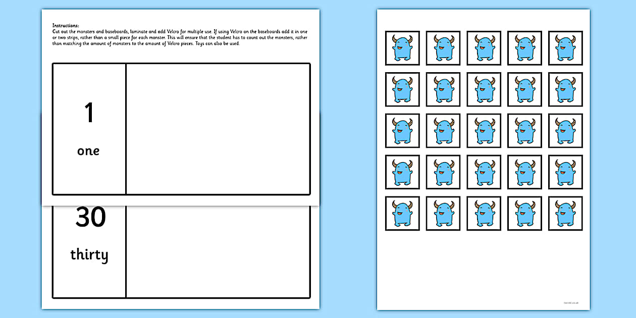 Workstation Pack 1 30 Monster Counting Activity - TEACCH Workstation Pack