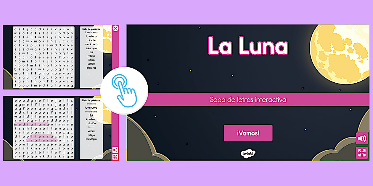 Sopa de letras interactiva: La Luna (teacher made) - Twinkl