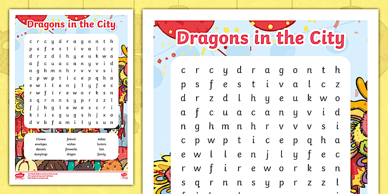 Dragons in the City Word Search (teacher made) - Twinkl