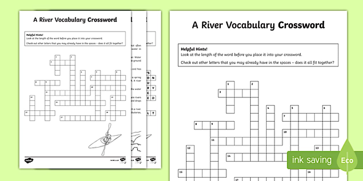 River Vocabulary Crossword Twinkl