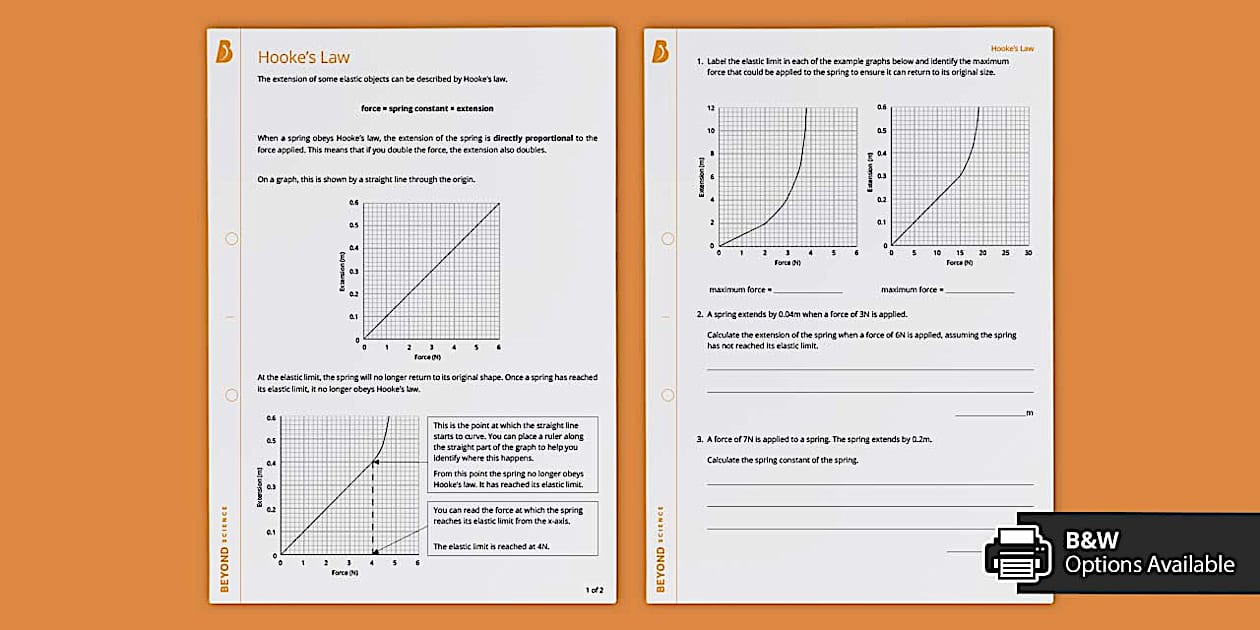 Hooke #39 s Law Independent Learning Worksheet Twinkl