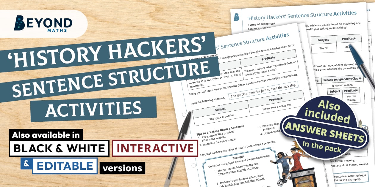 Year 7-8 Catch-up: 'History Hackers' Sentence Activity