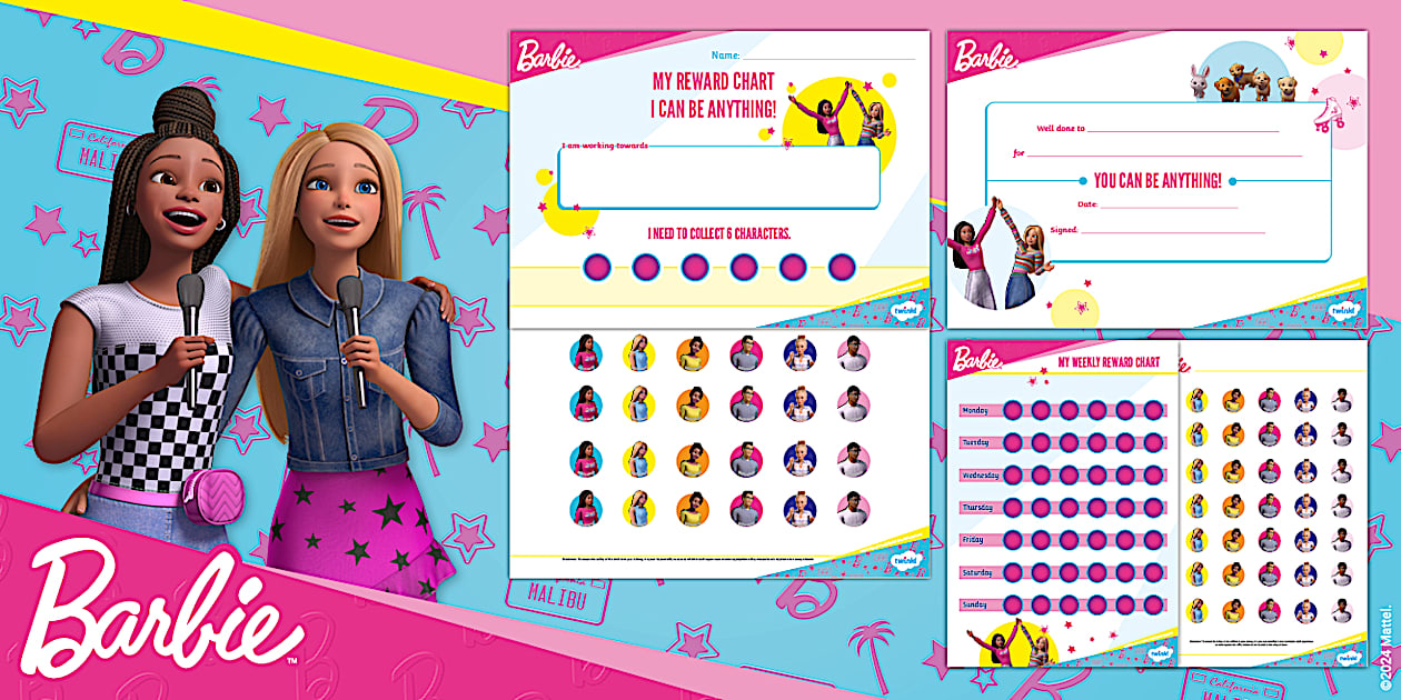 Barbie: Motivational Reward Charts and Certificate - Twinkl