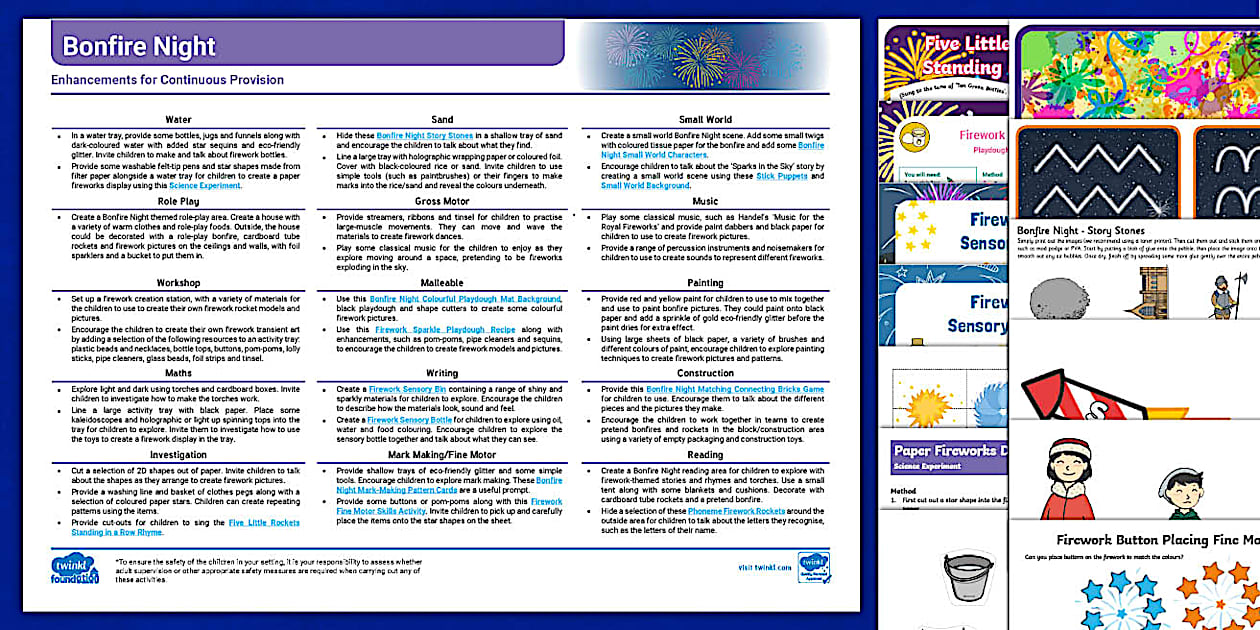 EYFS Bonfire Night Continuous Provision Plan & Pack 2-4