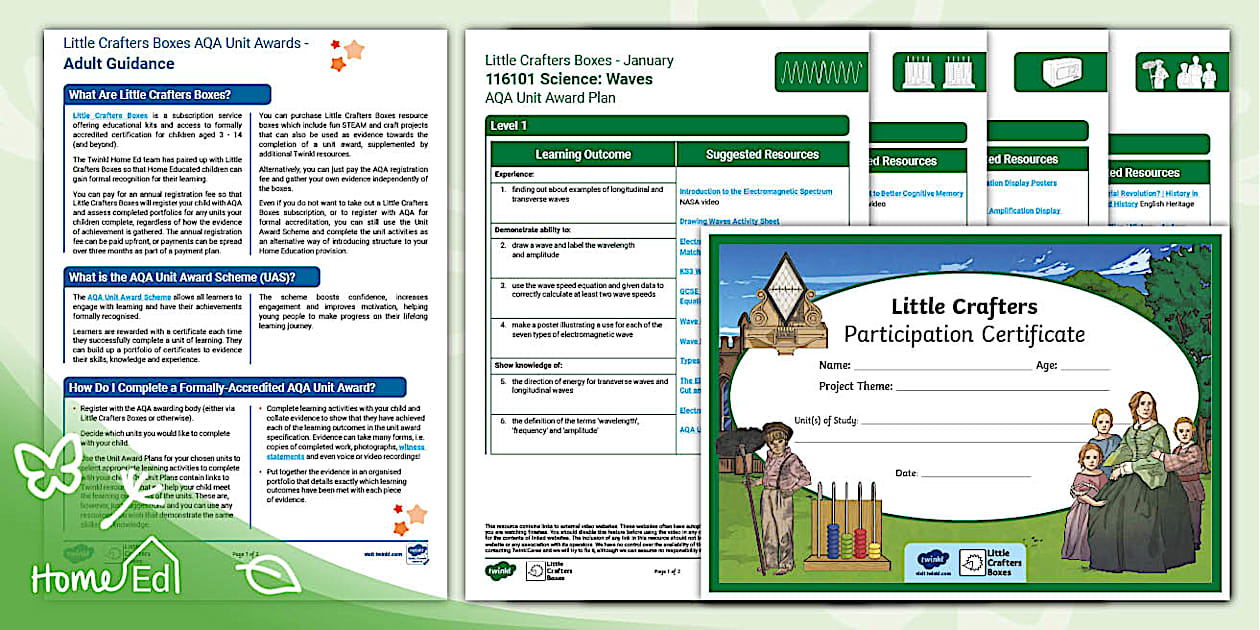 AQA Unit Award Plan Little Crafters Boxes January 2023